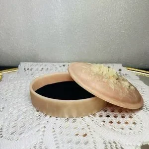 Pink Incolay Box Accents | Vintage Pink Incolay Stone Jewelry Box | Poshmark